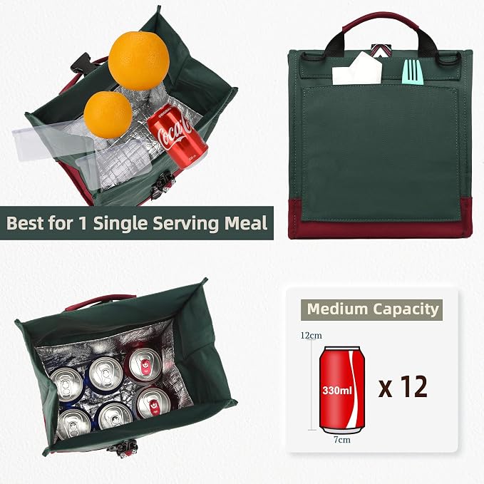 SUNNY BIRD Insulated Lunch Bag Rolltop Lunch Box Tote Bag - Image 5