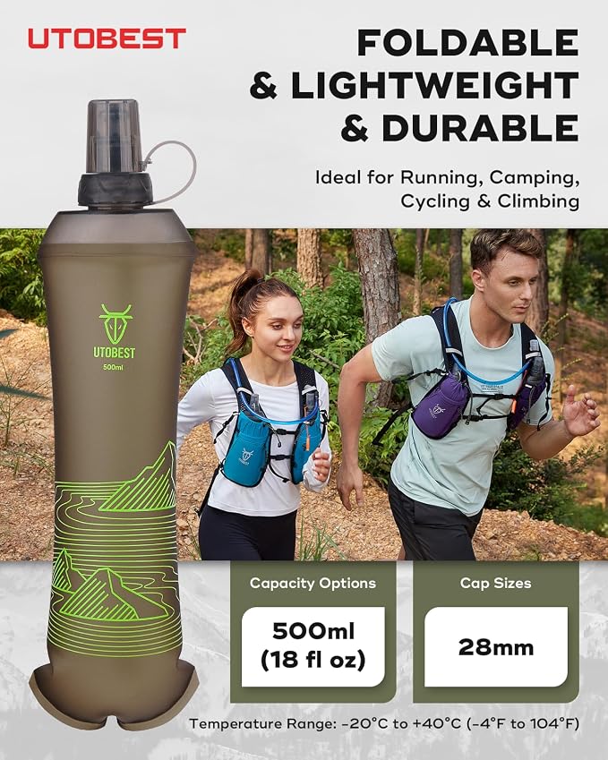 UTOBEST 500ml Soft Flask, 2 Pack Flexible TPU Hydration Water Bottle, - Image 7