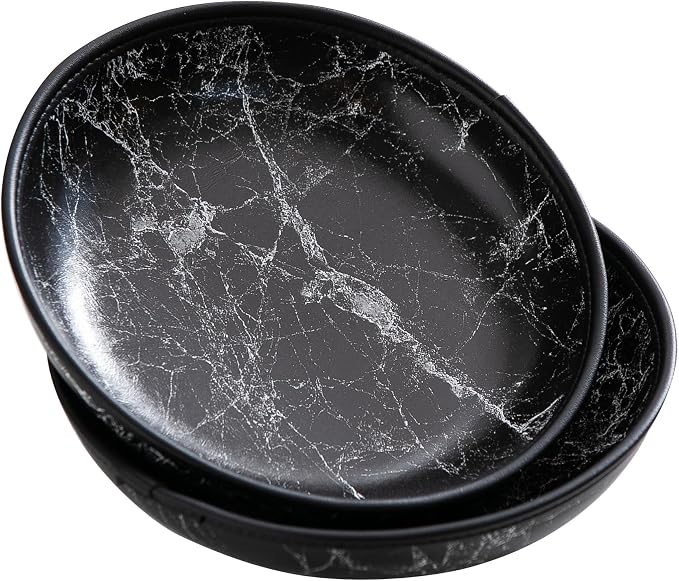2025 Improved Design Round Marbled Leather Valet Tray Organizer Set of 2 by Aoyinism