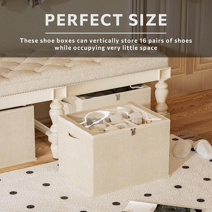 Shoe Organizer for Closet, 2 Pack Sturdy Shoe Storage Bins - Image 2