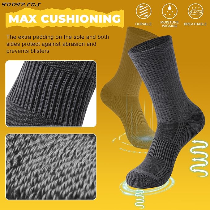 FOOTPLUS Hiking Copper Compression Socks, Unisex Cushioned Sole Arch Support - Image 5