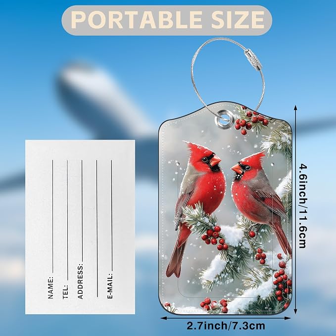 Red Cardinals on Snowy Branches Set of 2 Luggage Tags - Image 2