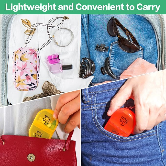 Serfeymi Weekly Travel Pill Organizer 2 Times A Day AM PM Upgraded Rainbow Pill - Image 6