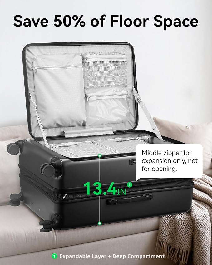 LUGGEX 28 Inch Luggage with Spinner Wheels, Expandable PC Hard Shell Checked - Image 4