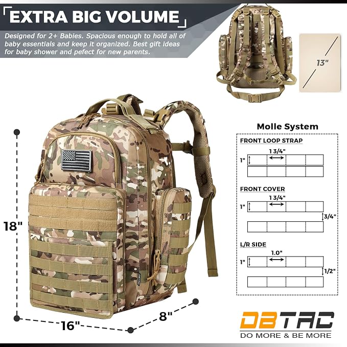 Diaper Bag Backpack for Dad, DBTAC Large Baby Nappy Bag for Men w/Changing Mat - Image 5
