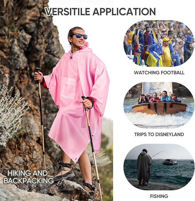PTEROMY Hooded Rain Poncho for Adult - Image 4