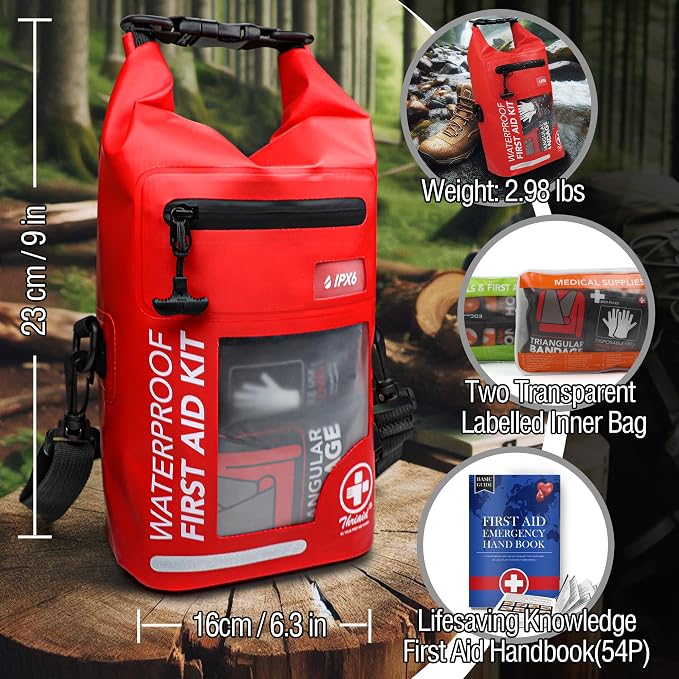250 PCS Waterproof First Aid Kit, Roll Top Reflective Boat Dry Bag Bug Out Bags - Image 7
