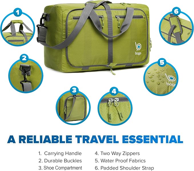 Bago Foldable Duffel Bags for Traveling Women & Men - 40L Sports Packable - Image 6