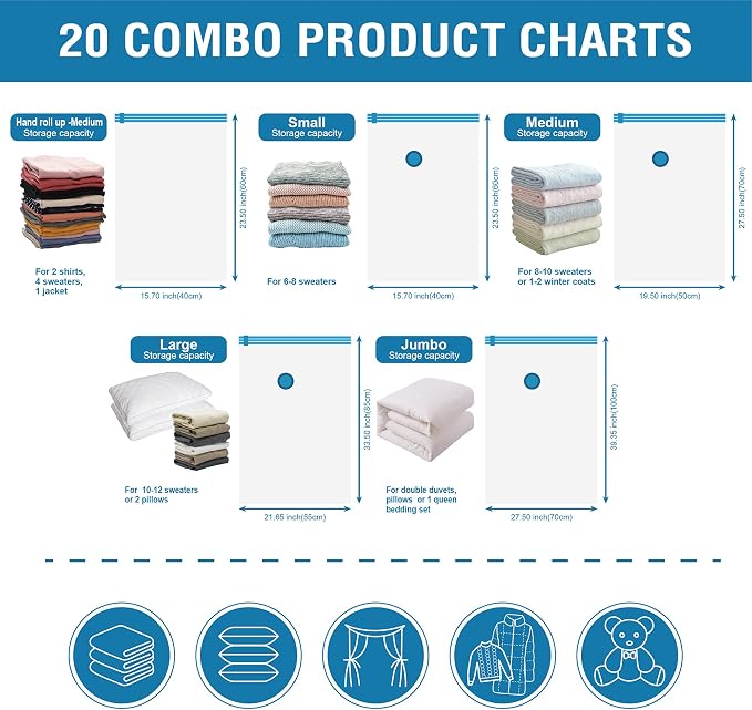 20 Pack Vacuum Storage Bags, Space Saver Bags Compression - Image 5