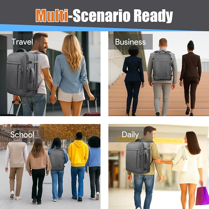 Carry On Backpack, Travel Laptop Backpack, Expandable 40-50L Large Luggage TSA - Image 9