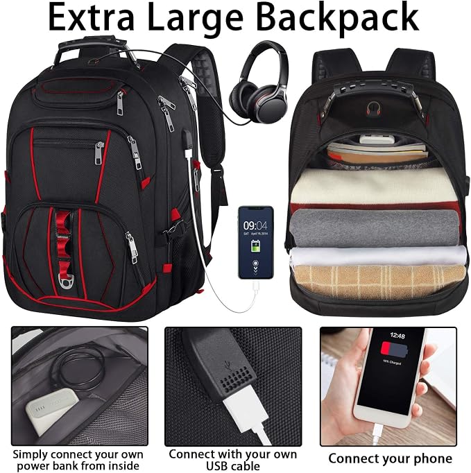 Laptop Backpack, 55L Capacity, TSA Approved, RFID Anti-Theft, USB Charging Port - Image 6
