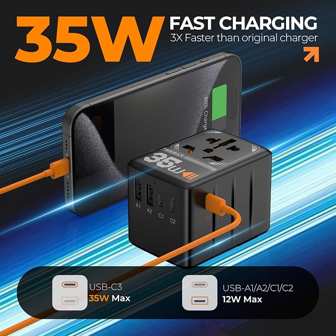 TESSAN Universal Travel Adapter, 35W International Plug Adaptor - Image 3