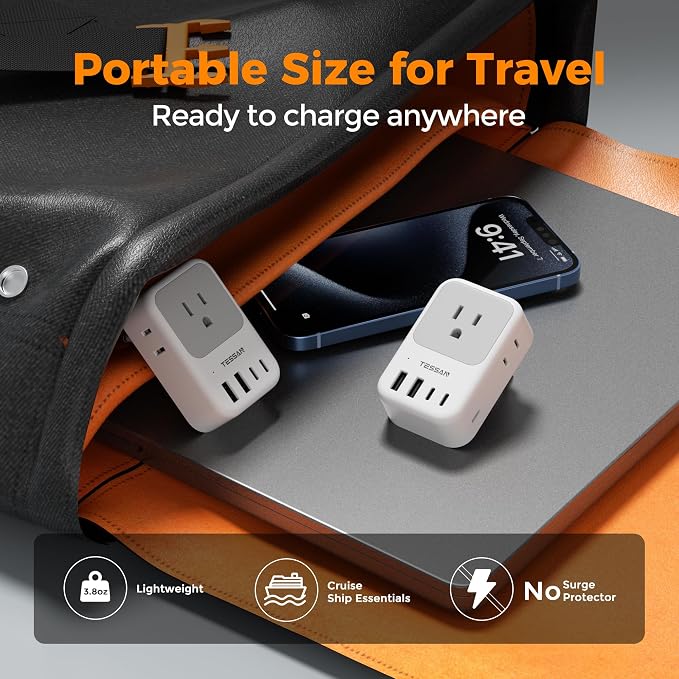 TESSAN European Travel Plug Adapter 2-Pack, US to EU Outlet Adaptor - Image 5