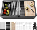 33 Inch Undermount Kitchen Sink Stainless Steel, 33x19 Undermount Workstation by VALONDINO