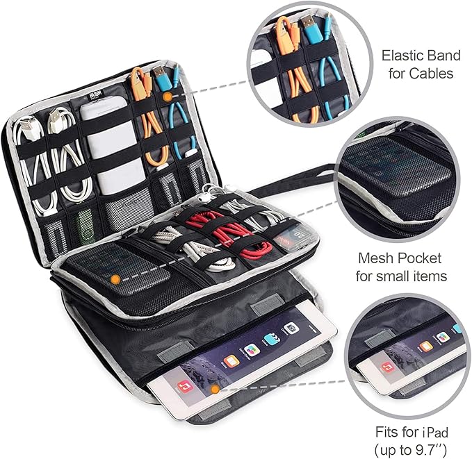 BUBM Double Layer Electronics Organizer, Travel Gadget Bag - Image 4