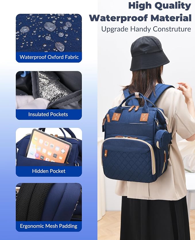 Diaper Bag with Changing Station, Waterproof 3 in 1 Baby Diaper Backpack with - Image 6
