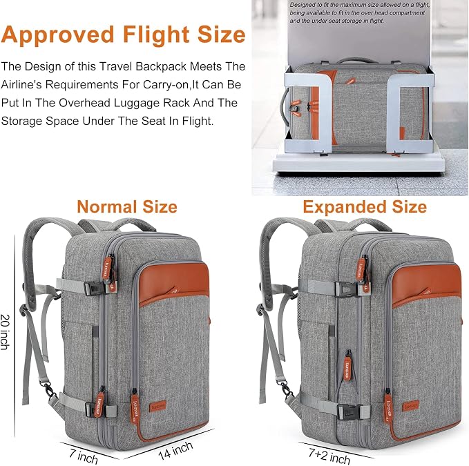 Carry on Travel Backpacks, Extra Large 40L Flight Approved Bag - Image 2