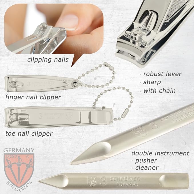 3 Swords Germany – Brand Quality 8 Piece Manicure Pedicure Grooming kit Set - Image 3