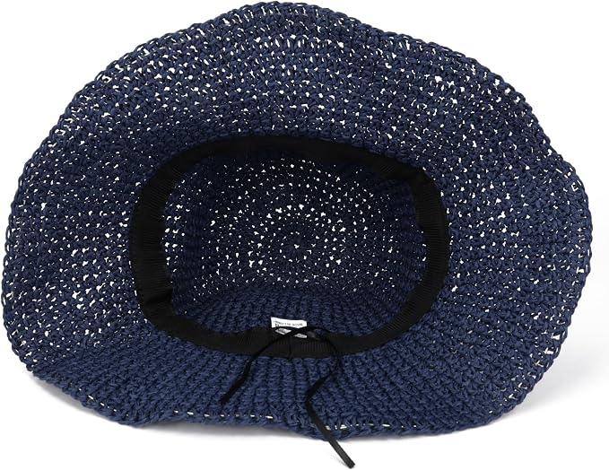 Womens Wide Brim Straw Sun Hat Foldable Floppy Crochet Beach Hat - Image 5