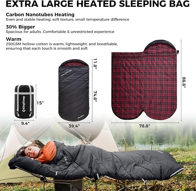 KingCamp Sleeping Bag for Adults, Cold Weather & Warm Extra Wide Big & Tall XL - Image 3