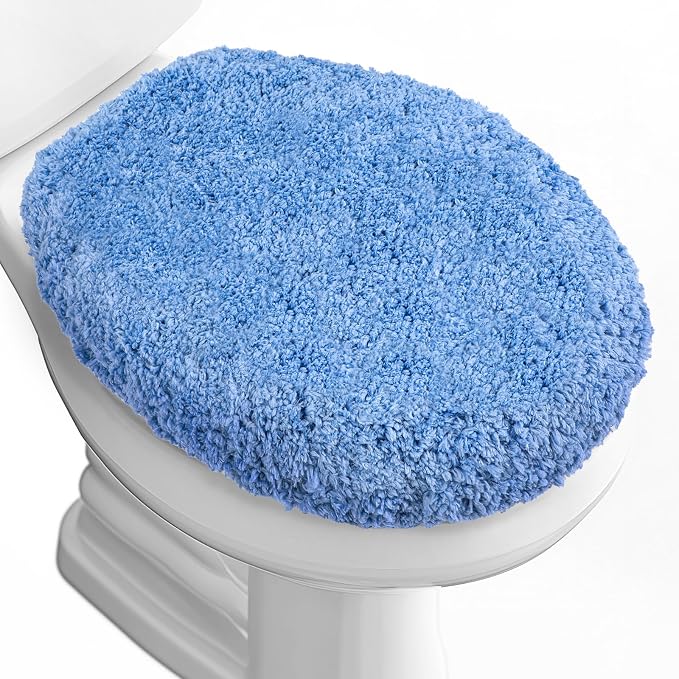 Microfiber Elongated Toilet Seat Cover 19.5"x 15" Machine Washable Solid Toilet by Baahrnom