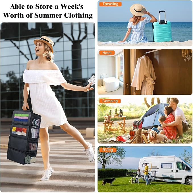 Hanging Travel Organizer, Carry-on Luggage Suitcase Organizer, Portable Shelves - Image 6