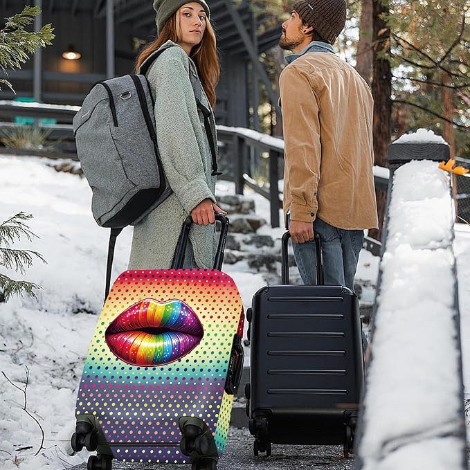 ANNA QUEEN Pop Art Rainbow Lips Luggage Cover, Colorful Suitcase Protector - Image 2