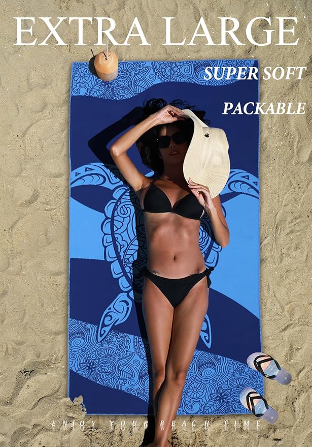 2 Pack Microfiber Lightweight Thin Beach Towel Sand Free Quick Dry Super - Image 3