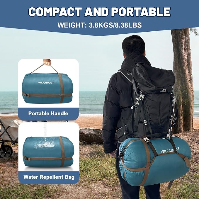Double Sleeping Bag for Adults Machine Washable 2 Person Camping Sleeping Bag - Image 7