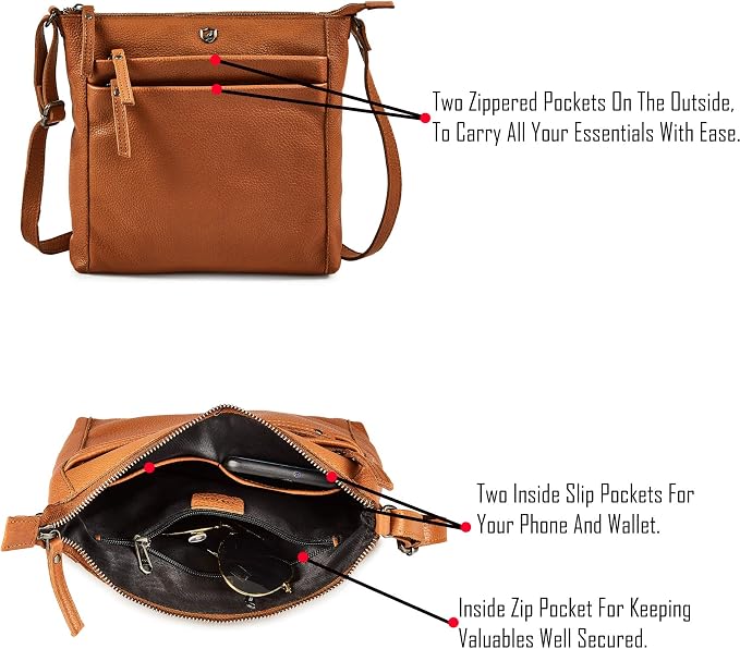 Small Soft Genuine Leather Crossbody Purse Women’s Sling Crossover Shoulder - Image 3