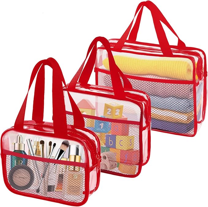XEWEA Clear Travel Toiletry Bags, 3 Pack TSA Approved Transparent Makeup Bag by XEWEA