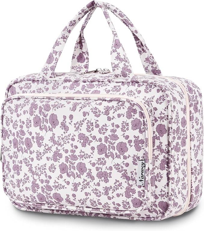 Travel Toiletry Bag for Women Large Hanging Makeup Bag Organizer Toiletries Bag by Narwey