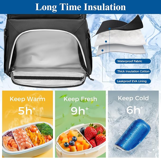 MATEIN Work Backpack with Lunch Compartment, Waterproof PU-coated Meal Prep - Image 2