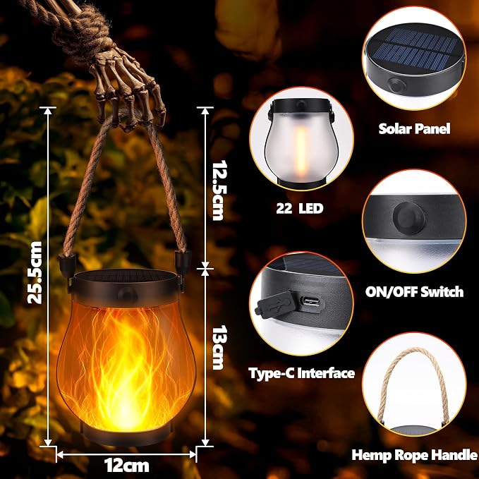 Halloween Solar Flame Lantern Hanging Outdoor Waterproof Purple - Image 4