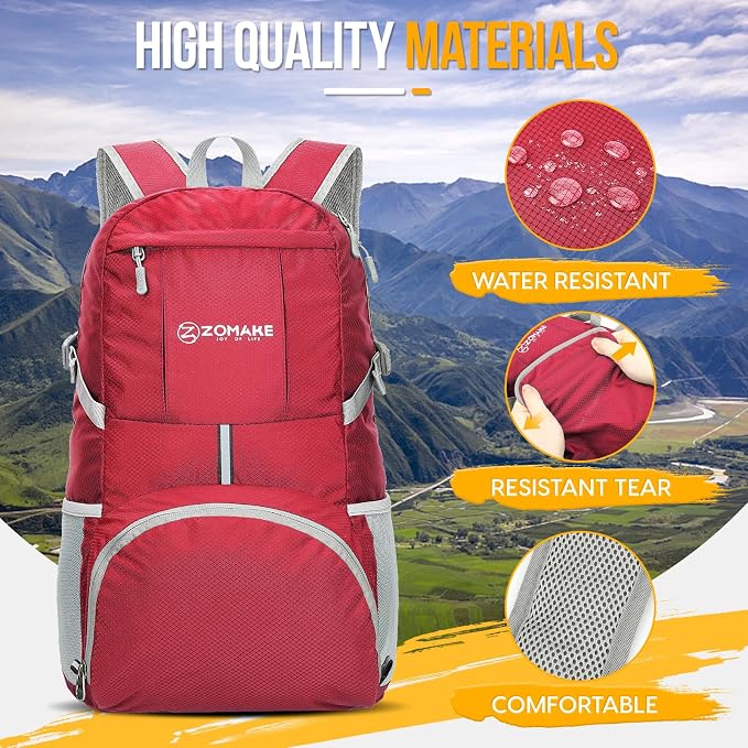 ZOMAKE Lightweight Packable Backpack 35L, Light Foldable Backpacks Water - Image 5