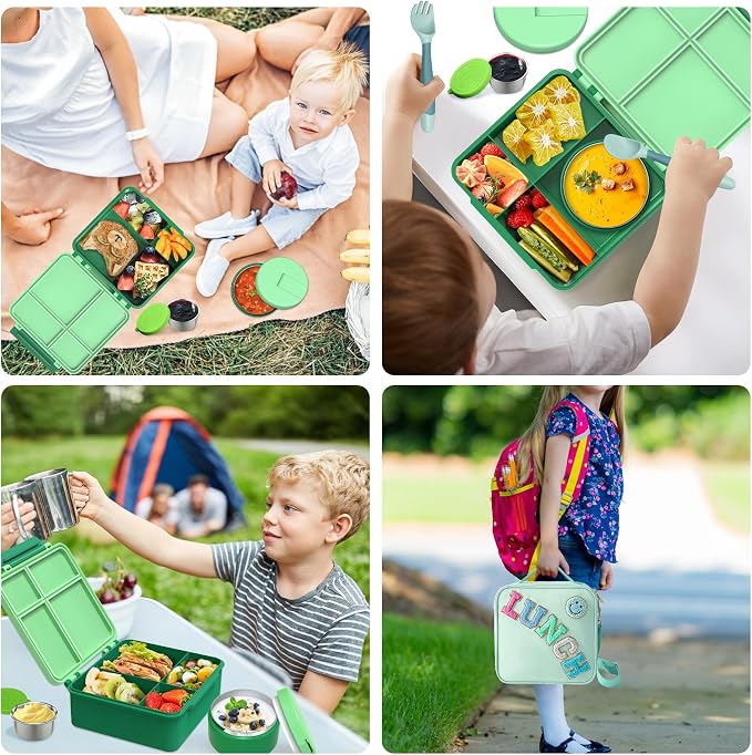 Kids Bento Lunch Box with 8oz Soup Thermo, Kids Leakproof Lunch Food Containers - Image 8