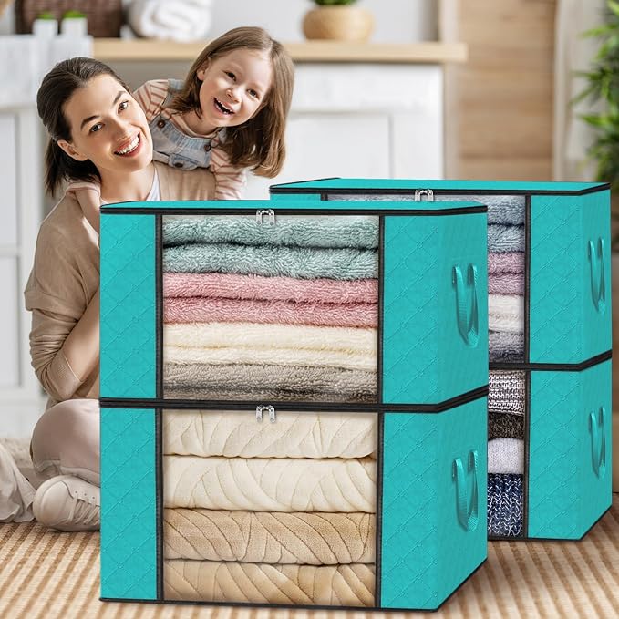 Fab totes 8 Pack Clothes Storage, Foldable Thick Fabric Blanket Storage Bags - Image 7