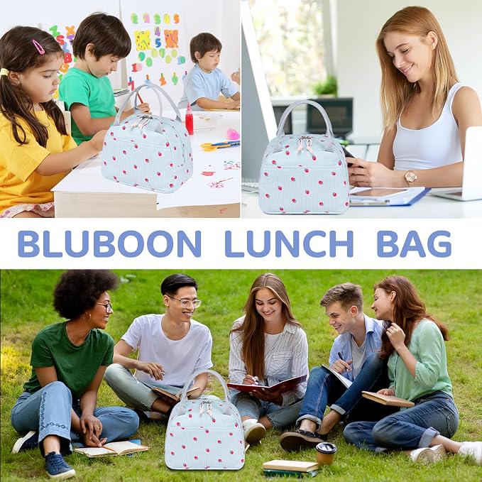 Bluboon Lunch Bag for Women Men Cute Corduroy Lunch Tote Bags Reusable - Image 6