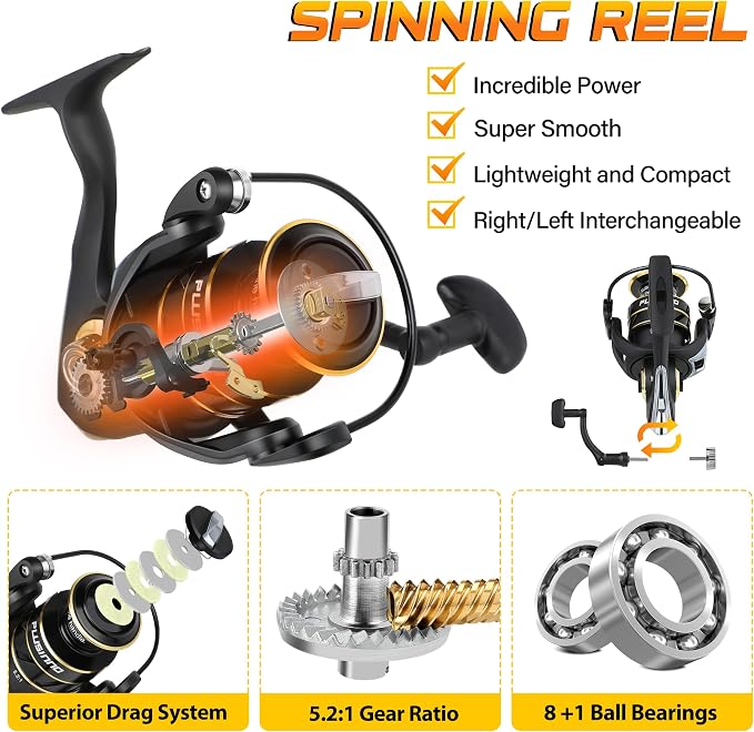 PLUSINNO Fishing Pole, Fishing Rod and Reel Combo, Telescopic Fishing Rod Kit - Image 3