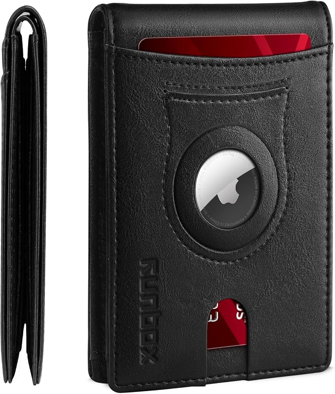 RUNBOX AirTag-Wallet-Mens-Slim-RFID Blocking Wallets Leather by RUNBOX