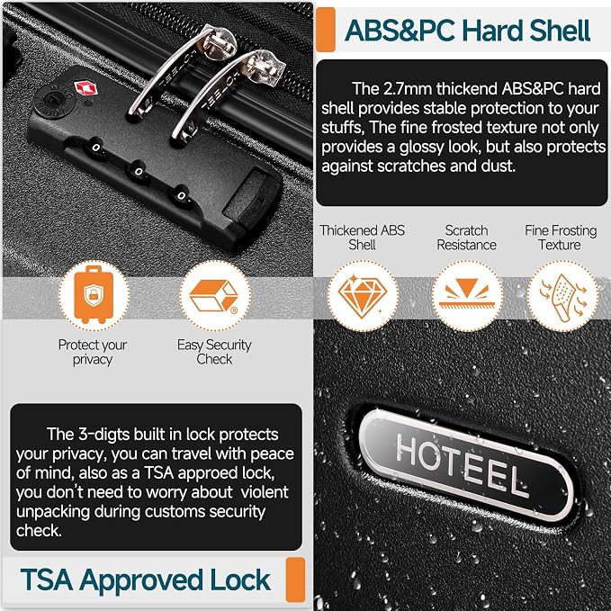 Hoteel Luggage Sets 5 Piece, ABS+PC Hard Shell Expandable Suitcases - Image 7
