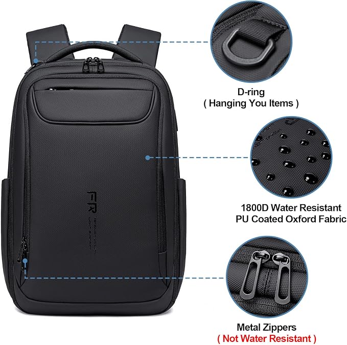 FENRUIEN Expandable Travel Backpack 15.6 Inch, Water Resistant Backpack - Image 4