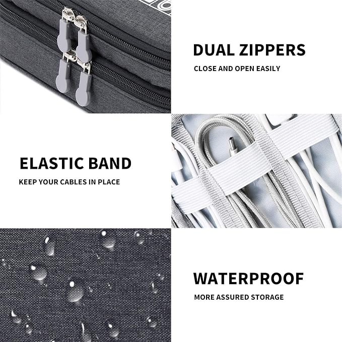 MIRLEWAIY Travel Cords Organizer Case Double-Layer Electronic Accessories - Image 6