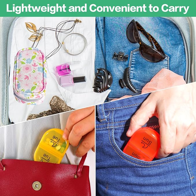 Serfeymi Weekly Travel Pill Organizer 2 Times A Day AM PM Upgraded Rainbow Pill - Image 6