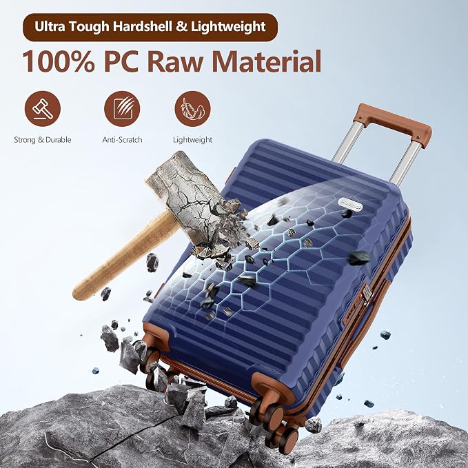 SHOWKOO Luggage Sets 3 Piece Hardside Expandable Suitcase - Image 3