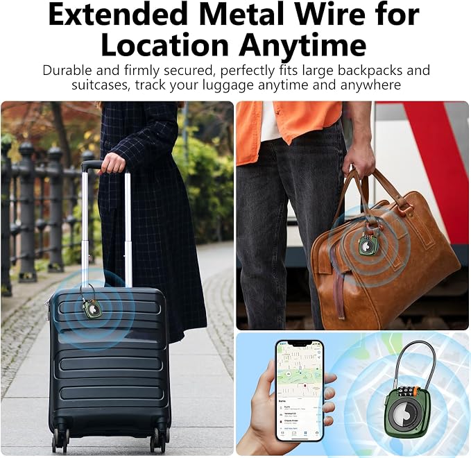 Compatible with Apple AirTag Secure Lock with Wire Cable, 3-Digit Combination - Image 4