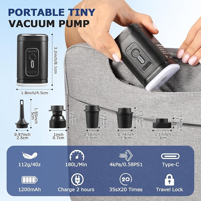 TPU Vacuum Bag for Travel, 70D Nylon Reusable Compression Bag - Image 5