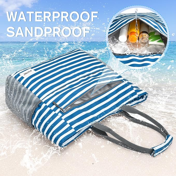 G4Free Beach Bag, Waterproof Sandproof Beach Tote Bag, Large Capacity Foldable - Image 8