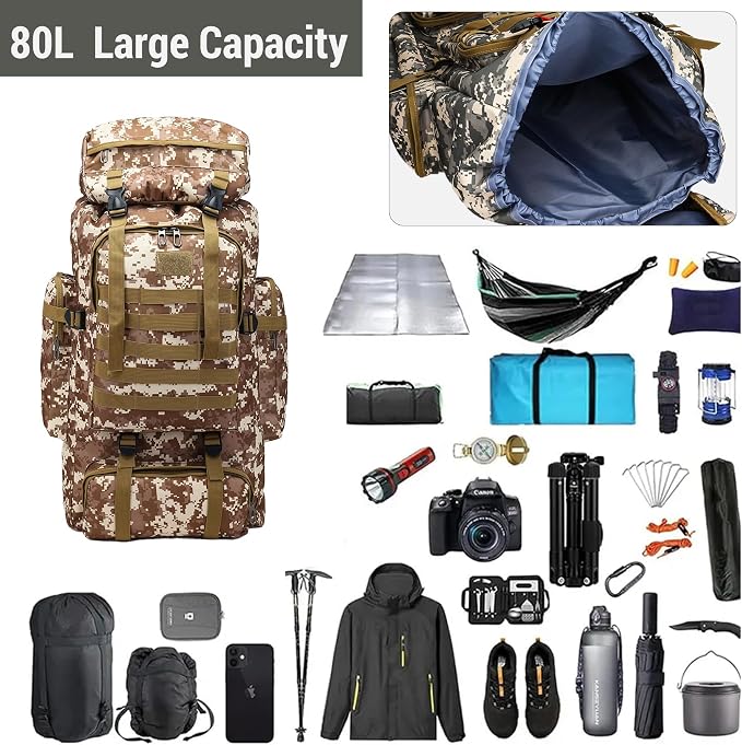 80L 2Pcs Hiking Backpack for Men - Image 3