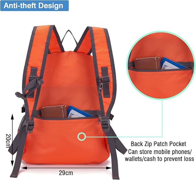 YZAOLL Small Lightweight Packable Hiking Backpack, 20L Hiking Backpack Day Pack - Image 3